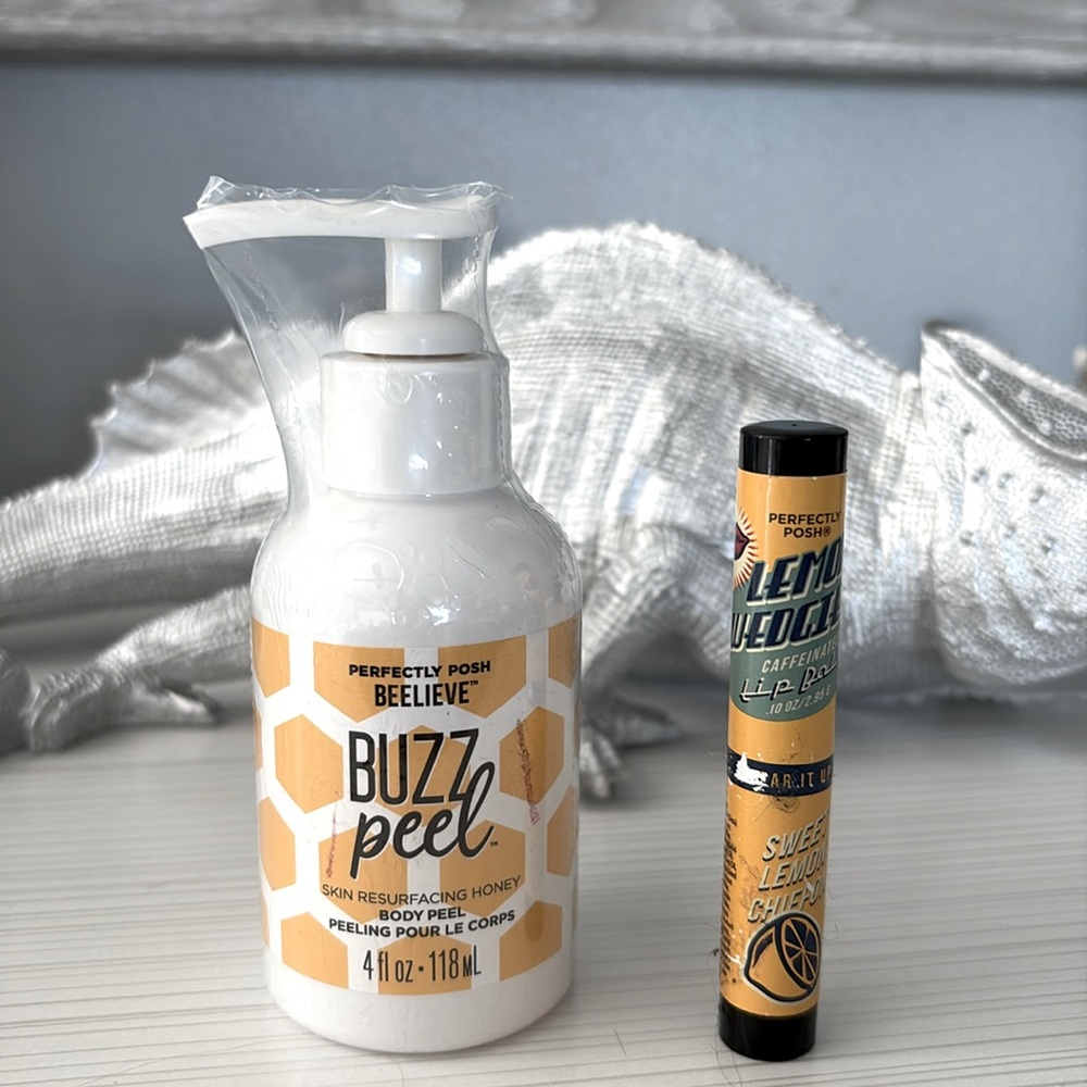 Perfectly posh lot. buzzPeel body peel and lip balm in lemon chiffon BNIP